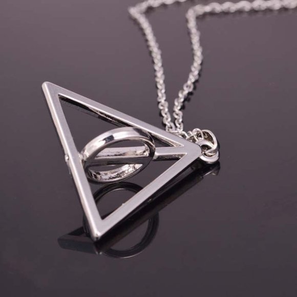 Silver Deathly Hallows Necklace, HP Inspired, Fandom Necklace, Potter Fan! - Picture 5 of 7